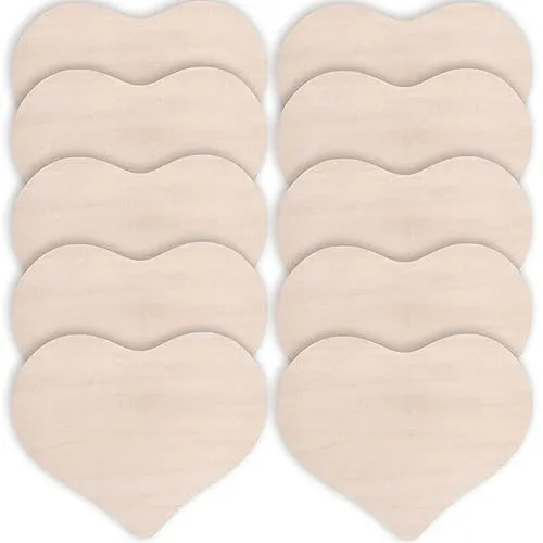 10 Unfinished Handcrafted Wooden Hearts Craft Kit - DIY Home Decor, Unfinished Wood Blanks for Crafting, Garden and Wedding Decor - Wood Heart Shape