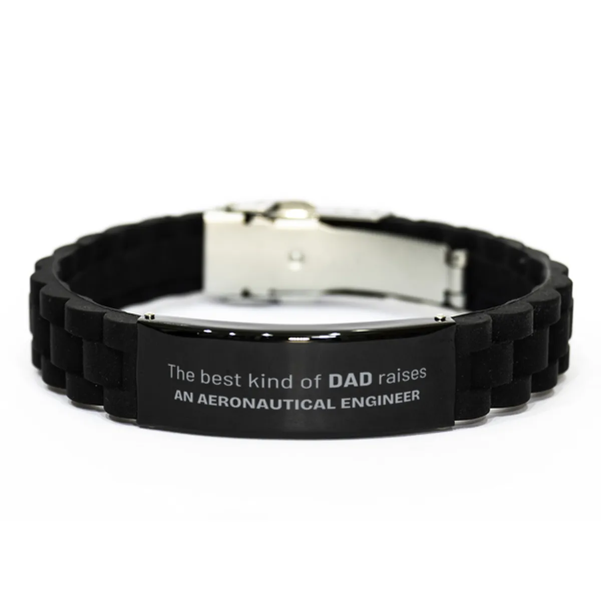 Aeronautical Engineer Dad Gifts, The best kind of DAD, Father's Day Appreciation Birthday Black Glidelock Clasp Bracelet for Aeronautical Engineer, Dad, Father from Son Daughter