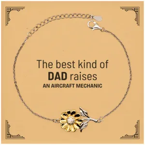 Aircraft Mechanic Dad Gifts, The best kind of DAD, Father's Day Appreciation Birthday Sunflower Bracelet for Aircraft Mechanic, Dad, Father from Son Daughter