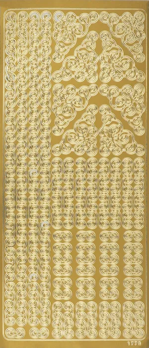 Arbee Foil Stickers Border & Corners, Swirl Gold