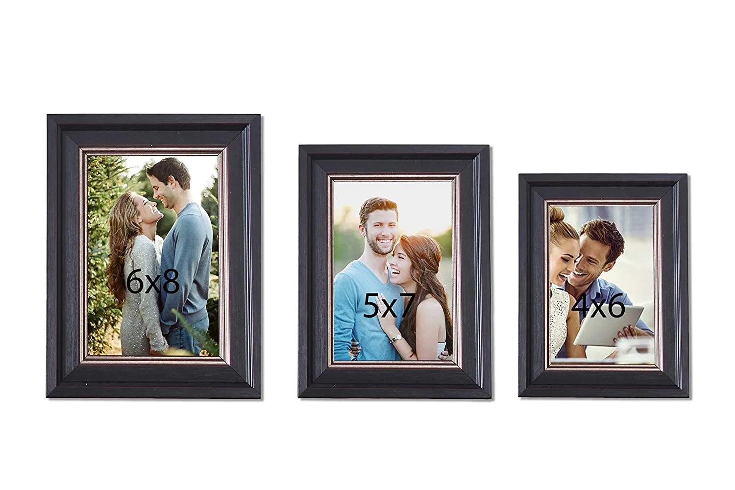 Art Street Set of 3 Table Photo Frame for Home & Office Decoration Size-4x6, 5x7, 6x8 Inches-Black