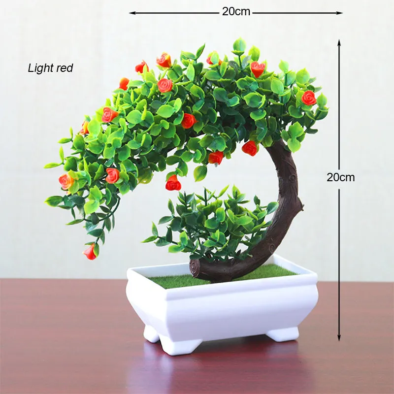 Artificial Mini Bonsai Tree Pot Flower Simulated Tree Decor Plant Fake Flower Potted Ornament For Home Room Garden Decoration