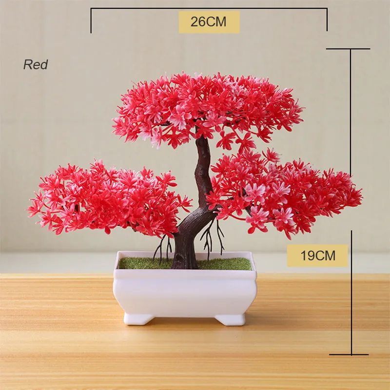 Artificial Mini Bonsai Tree Pot Flower Simulated Tree Decor Plant Fake Flower Potted Ornament For Home Room Garden Decoration