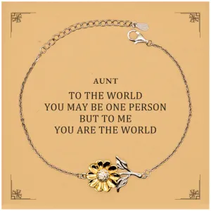 Aunt Gift. Birthday Meaningful Gifts for Aunt, To me You are the World. Standout Appreciation Gifts, Sunflower Bracelet with Message Card for Aunt