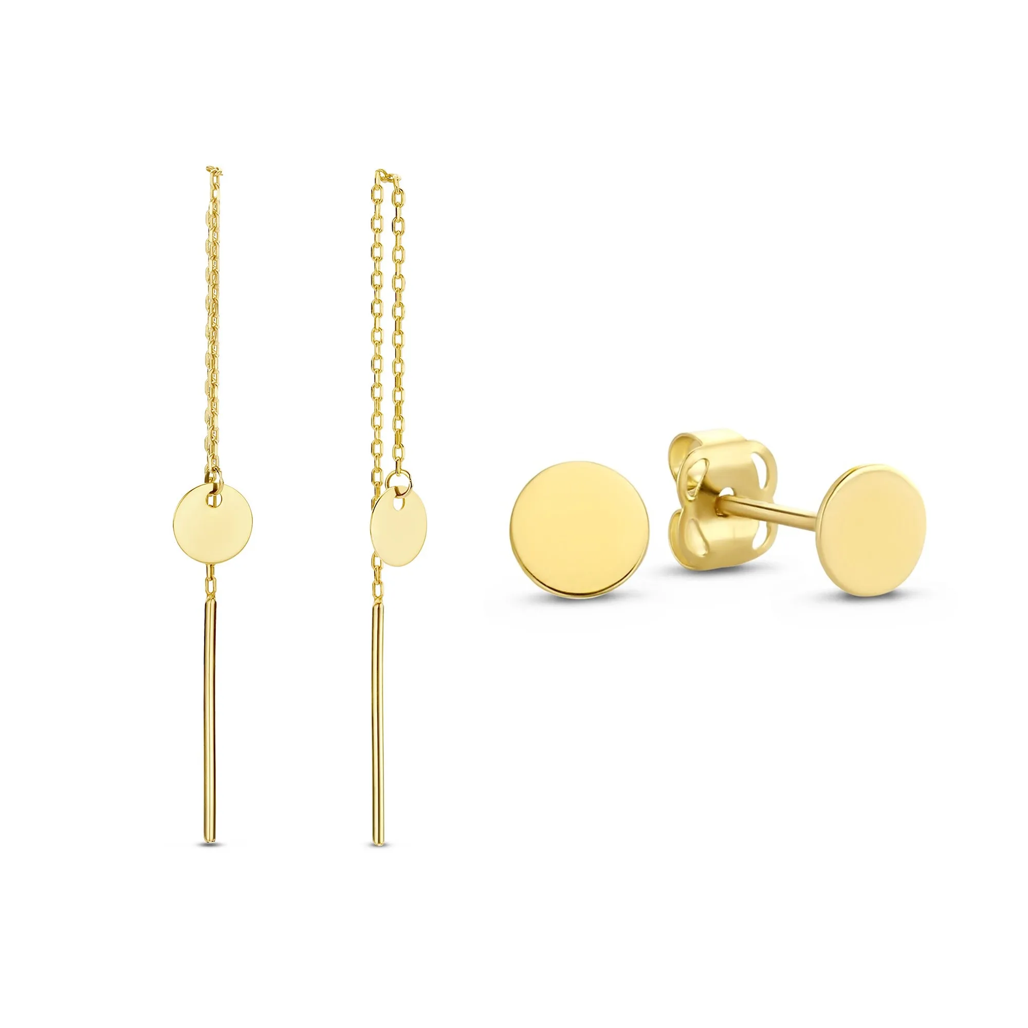 Cadeau d'Isabel 14 karat gold earrings set with coins