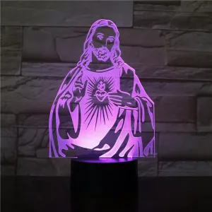 Christian Lamp Sacred Heart 3D Illusion Lamp - Christian Night Light - Christian Home Decor - Christian Easter Gifts