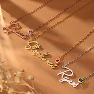 Custom Birthstone Name Necklace Name Plate Jewelry Personalized Gifts Birthday Gifts for Women