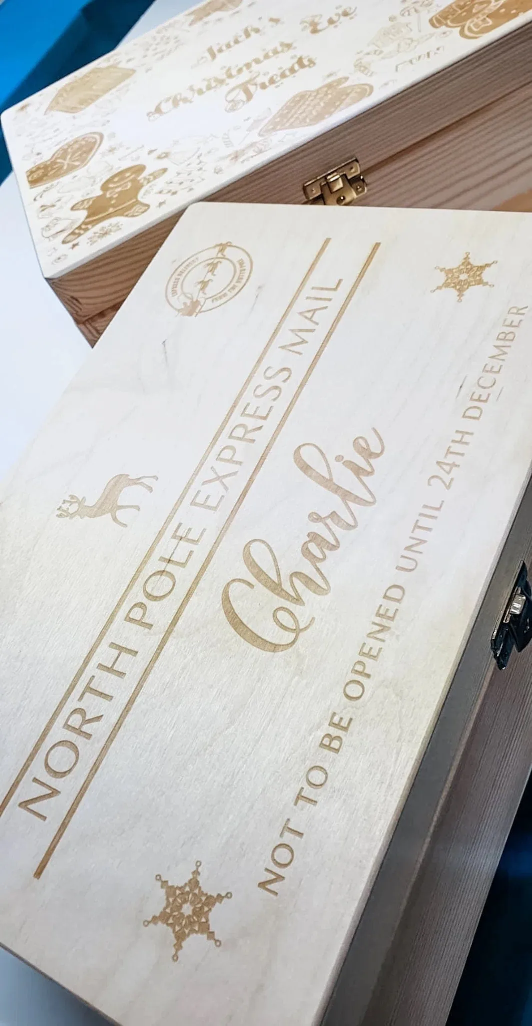 Engraved Christmas Eve Personalised Box. Childrens box. Christmas Eve gifts Memory Box