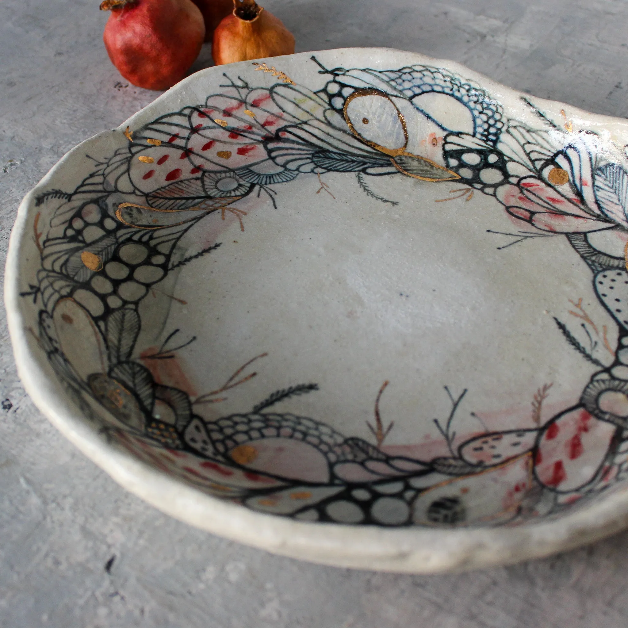 Extra Large Hand Painted Detail Bowl