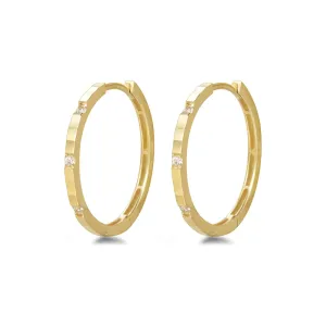 FANCIME Cubic Zirconia 14K Solid Yellow Gold Hoop Earrings