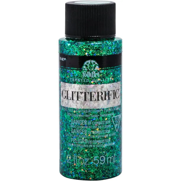 Folkart Glitterific Water Based Paints - Evergreen 59Ml