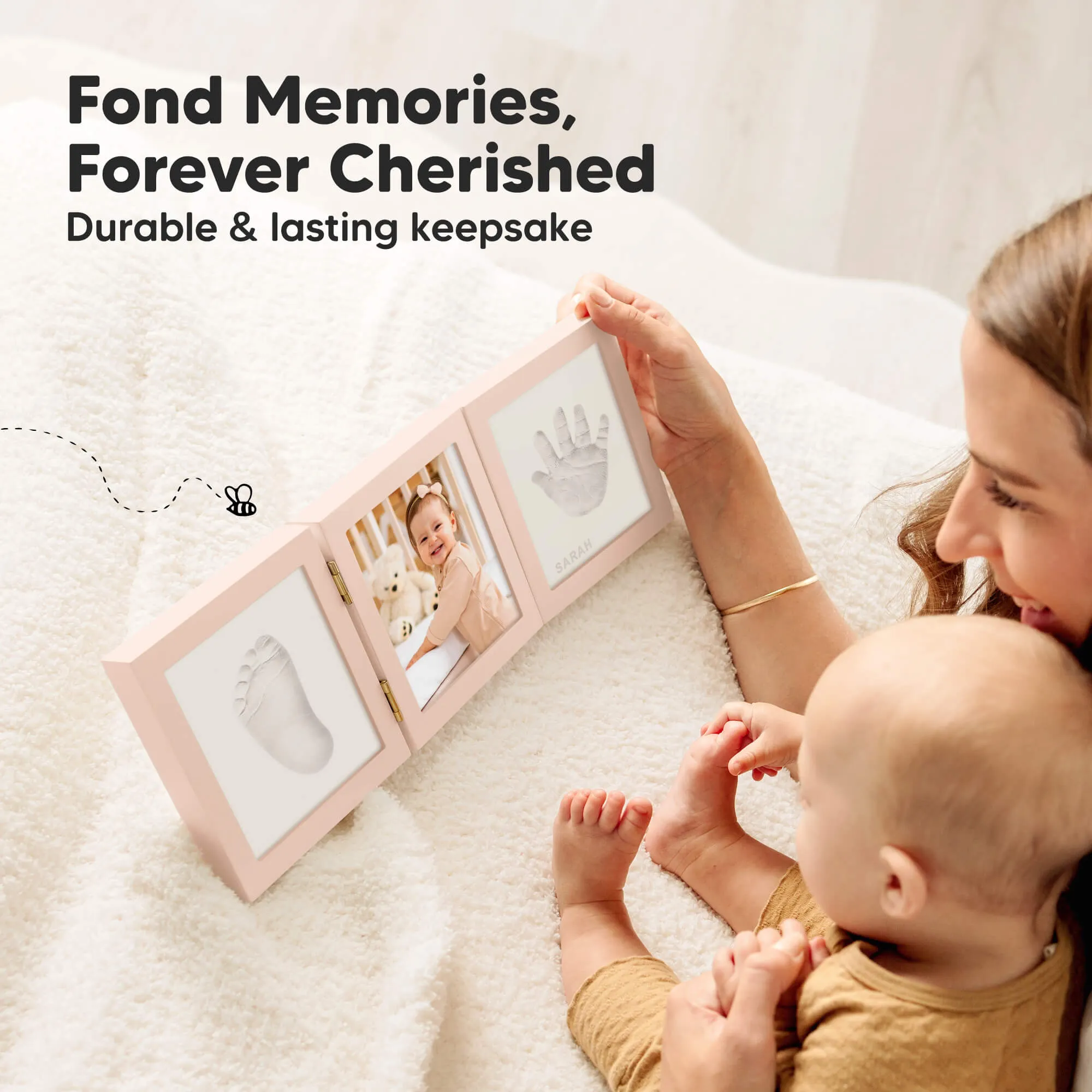 Fond Hand & Footprint Keepsake Frame (Petal Pink)