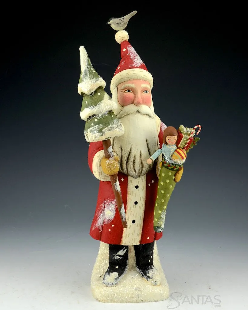 Greg Guedel 13 inch Santa with Stocking and Christmas Tree