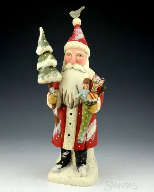 Greg Guedel 13 inch Santa with Stocking and Christmas Tree