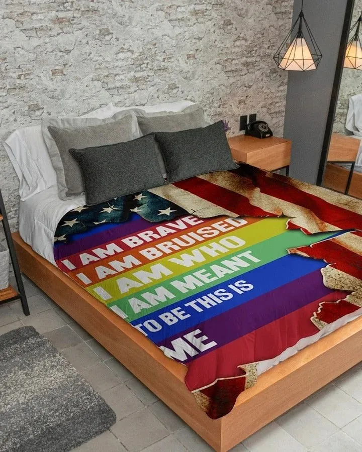 I'm Who I'm Meant To Be Lgbt Pride Sherpa Fleece Blanket, Pride Blanket For Couple Gay Man