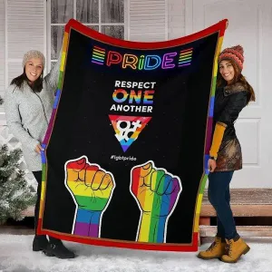 Lgbt Pride Respect One Another Sherpa Fleece Blanket, Lgbtq Pride Blanket