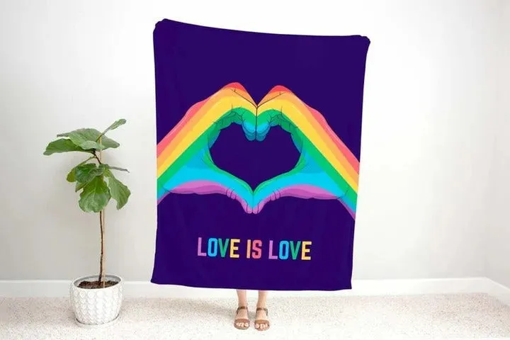 Love Is Love Pride LGBT Sherpa Fleece Blanket, Pride Blanket