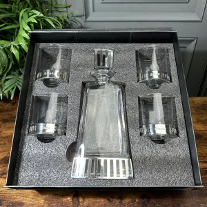 Monaco 650ml Whisky, Wine & Spirits Decanter Gift Set Includes 4x 11oz Monaco Pewter Tumblers