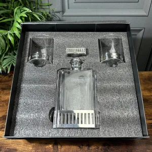 Monaco 650ml Whisky, Wine & Spirits Whisky Or Wine Decanter Gift Set Includes 2x 11oz Monaco Pewter Tumblers