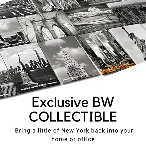 New York City Famous Landmarks BW - New York City Landmarks Souvenir Refrigerator Magnet NYC Fridge Metal Magnet - New York Landmarks Cool Collectible Keepsake Gift