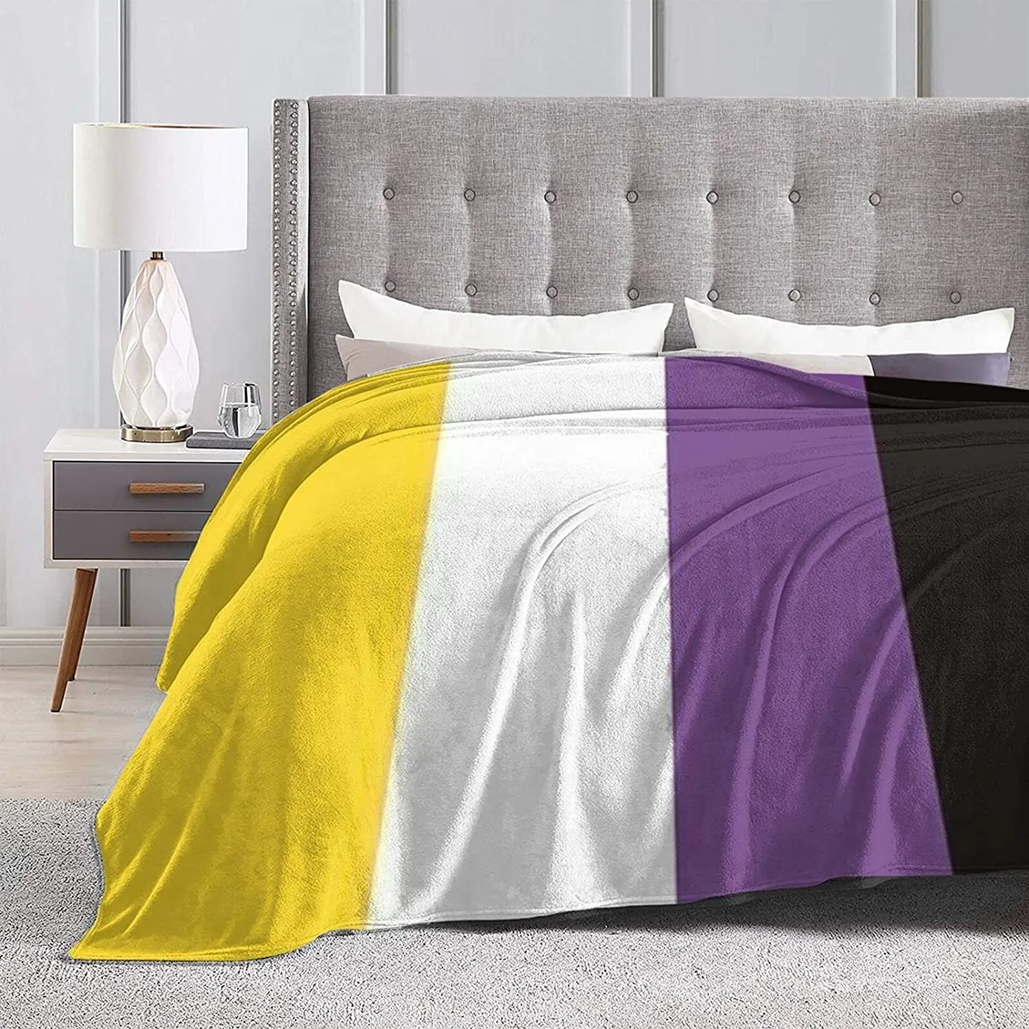 Non Binary Pride Flag Flannel Fleece Throw Blankets For Bed Sofa Living Room Soft Blanket For Non Binary