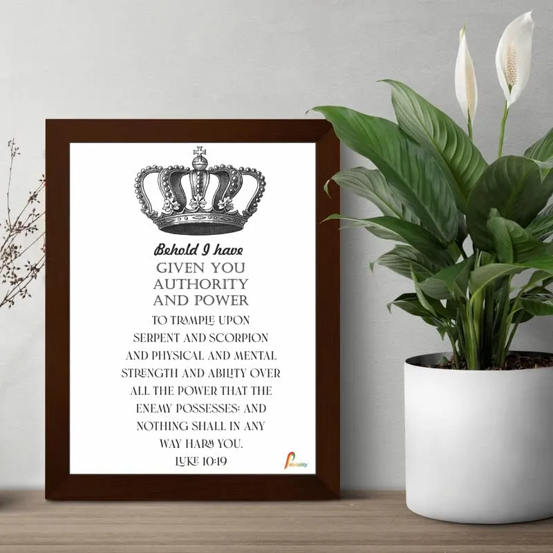 Printality Bible Behold i have given you |LUKE 10:19| Verse Wall Photo Frames Photo Frame For Wall Christians Photo Frames Size Hanging Frame for Decoration Room, Bedroom, Hall, Living Room