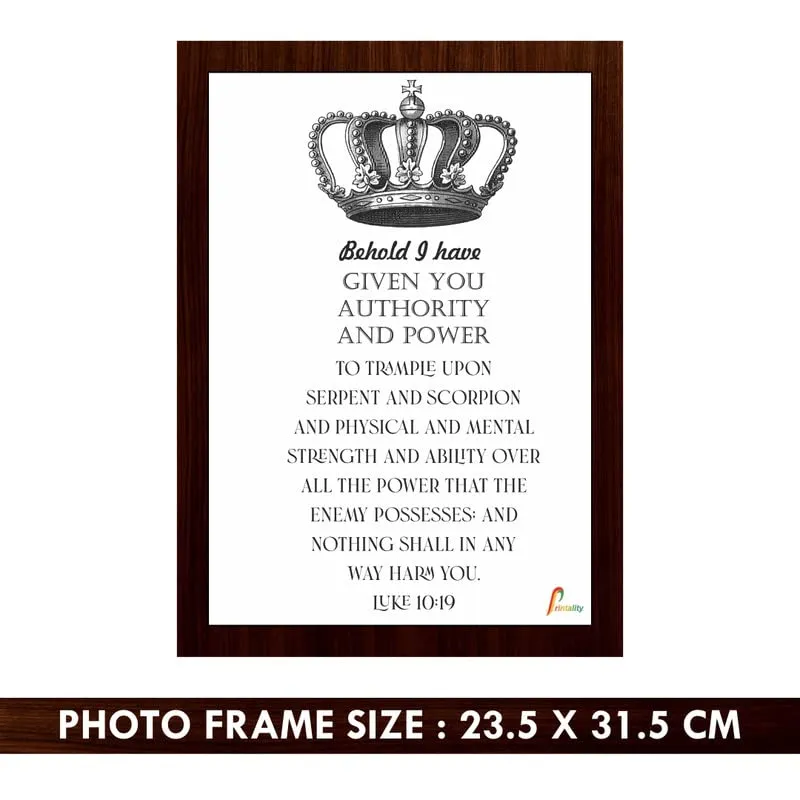 Printality Bible Behold i have given you |LUKE 10:19| Verse Wall Photo Frames Photo Frame For Wall Christians Photo Frames Size Hanging Frame for Decoration Room, Bedroom, Hall, Living Room