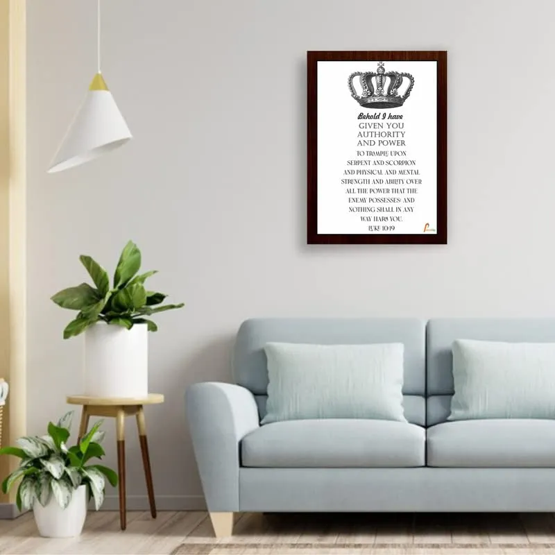 Printality Bible Behold i have given you |LUKE 10:19| Verse Wall Photo Frames Photo Frame For Wall Christians Photo Frames Size Hanging Frame for Decoration Room, Bedroom, Hall, Living Room