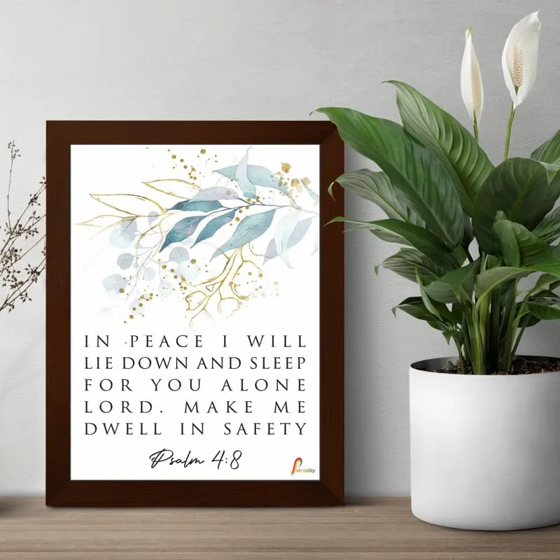 Printality Bible In peace i will lia down and sleep |PSALM 4:8| Verse Wall Photo Frames Photo Frame For Wall Christians Photo Frames Size Hanging Frame for Decoration Room, Bedroom, Hall, Living Room