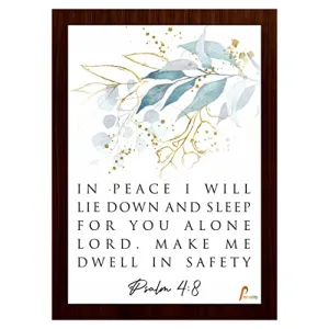 Printality Bible In peace i will lia down and sleep |PSALM 4:8| Verse Wall Photo Frames Photo Frame For Wall Christians Photo Frames Size Hanging Frame for Decoration Room, Bedroom, Hall, Living Room