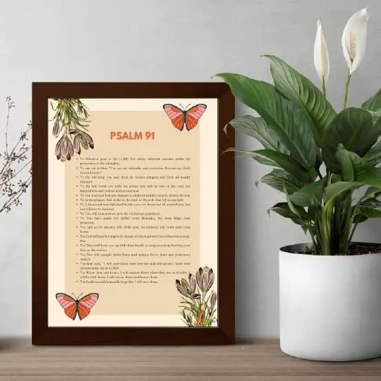 Printality BibleVerse PSALM:91 Wall Photo Frames Photo Frame For Wall Christians Photo Frames Size Hanging Fram for, Bedroom, Hall, Living Room(21 X29 centimeterNR-002)