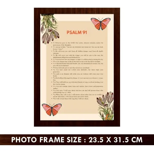 Printality BibleVerse PSALM:91 Wall Photo Frames Photo Frame For Wall Christians Photo Frames Size Hanging Fram for, Bedroom, Hall, Living Room(21 X29 centimeterNR-002)