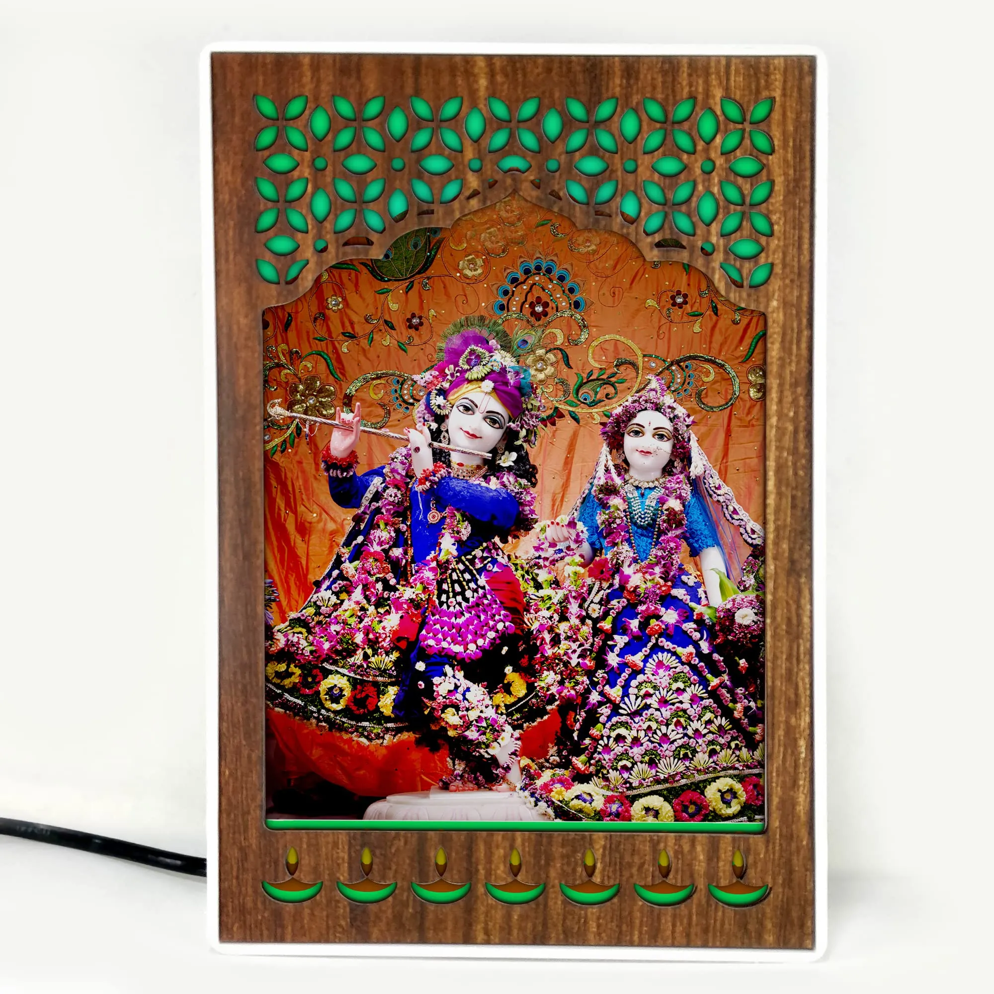 Regalo Casila REGALOCASILA Kanha ji With Radha Photo Frame With Light God Photo With Light | LED Jali Mandir | Gifts For Any Occasion Table Decor| Size: 6 x 9 Inches 7DGLF346