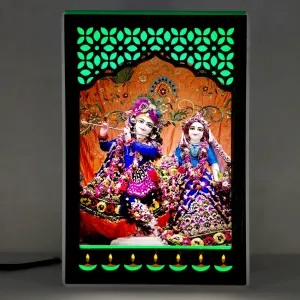 Regalo Casila REGALOCASILA Kanha ji With Radha Photo Frame With Light God Photo With Light | LED Jali Mandir | Gifts For Any Occasion Table Decor| Size: 6 x 9 Inches 7DGLF346