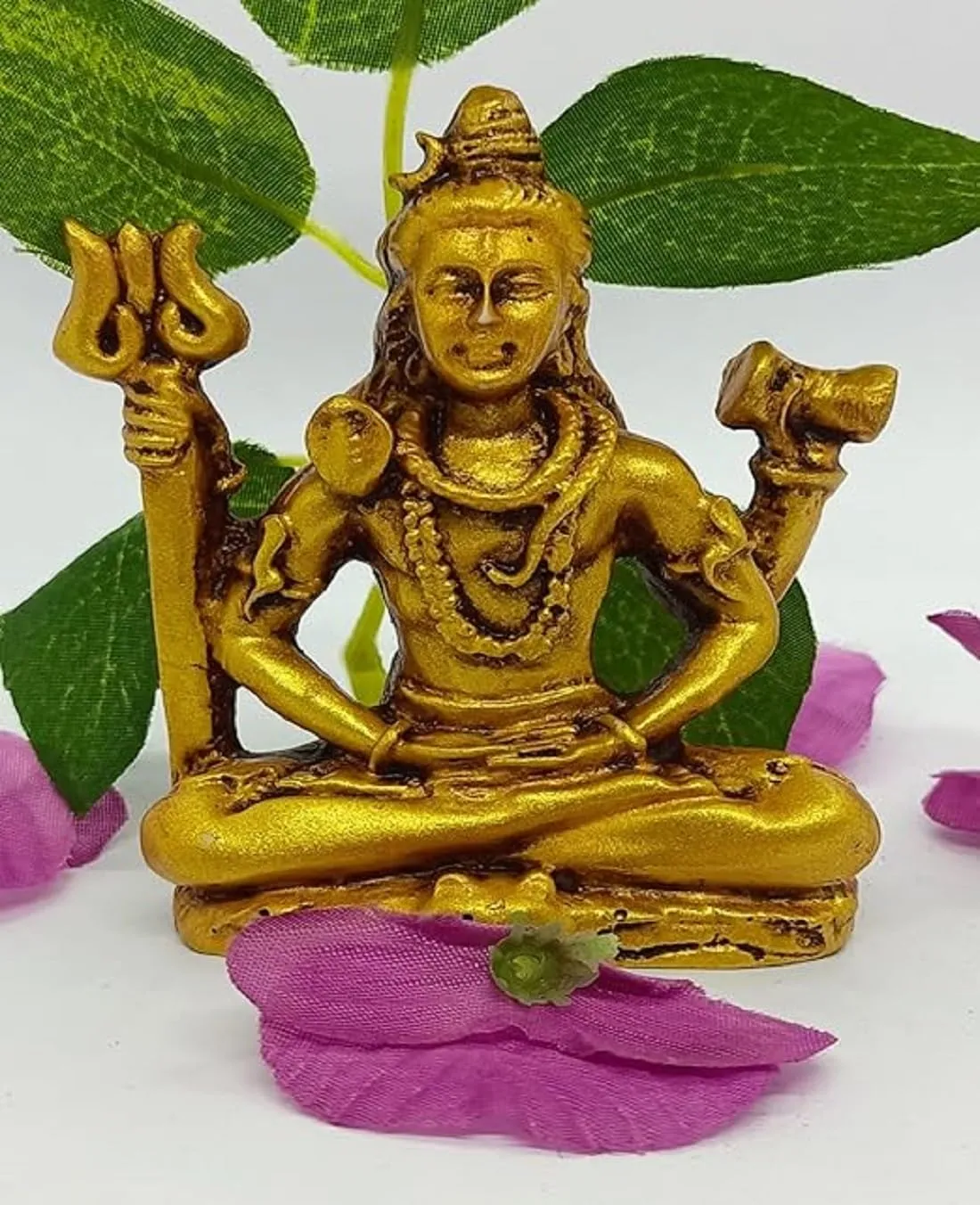 Rudram Lord Shiva Idol Statue | Lord Shiva in Dhyan Mudra | Bholenaath Idol Antique Finish | Poly Resin God Statue,Poly Resin Shiva Idol Gold