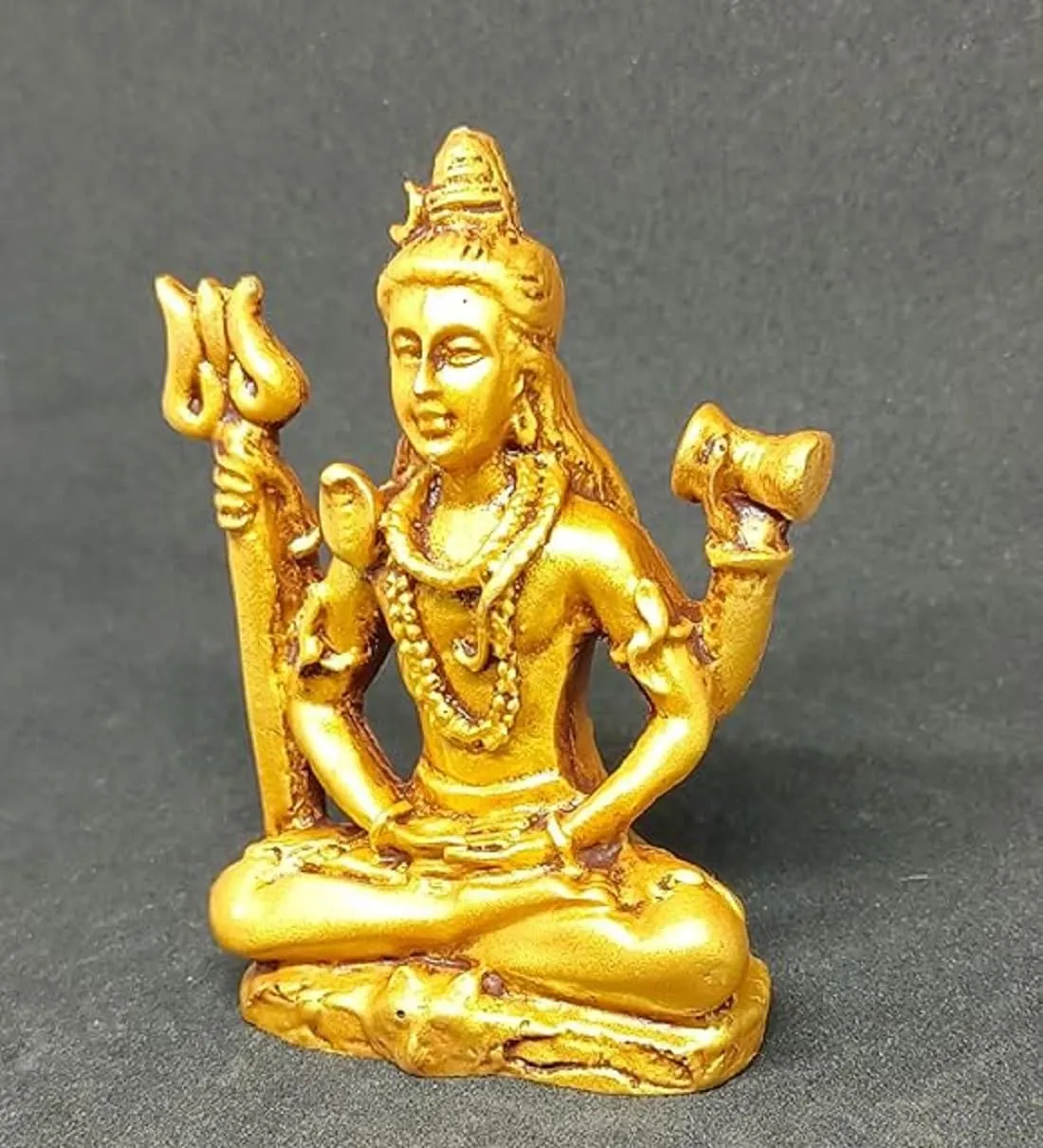 Rudram Lord Shiva Idol Statue | Lord Shiva in Dhyan Mudra | Bholenaath Idol Antique Finish | Poly Resin God Statue,Poly Resin Shiva Idol Gold