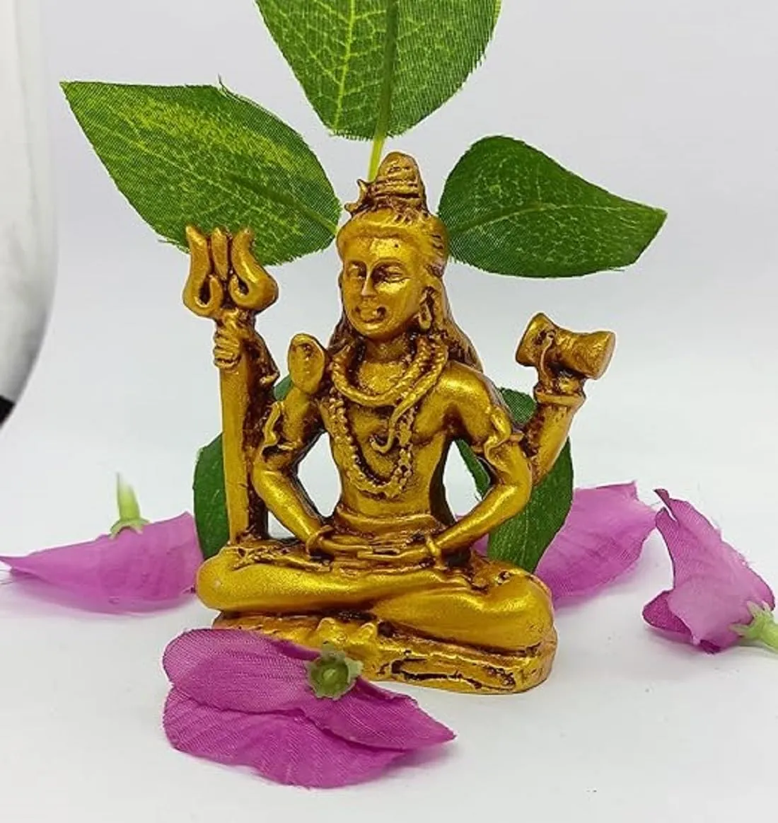 Rudram Lord Shiva Idol Statue | Lord Shiva in Dhyan Mudra | Bholenaath Idol Antique Finish | Poly Resin God Statue,Poly Resin Shiva Idol Gold