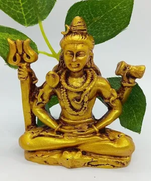 Rudram Lord Shiva Idol Statue | Lord Shiva in Dhyan Mudra | Bholenaath Idol Antique Finish | Poly Resin God Statue,Poly Resin Shiva Idol Gold