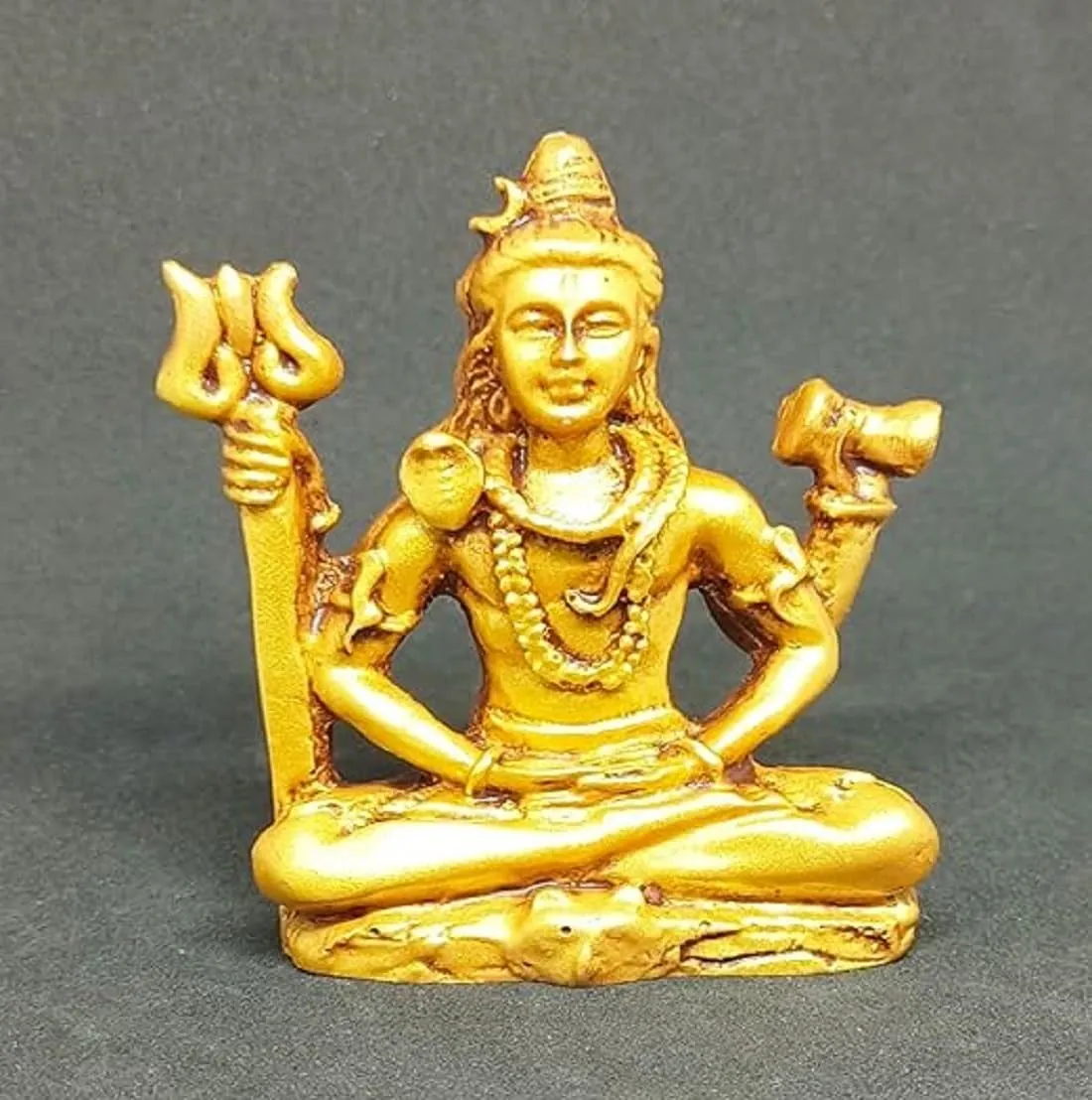 Rudram Lord Shiva Idol Statue | Lord Shiva in Dhyan Mudra | Bholenaath Idol Antique Finish | Poly Resin God Statue,Poly Resin Shiva Idol Gold