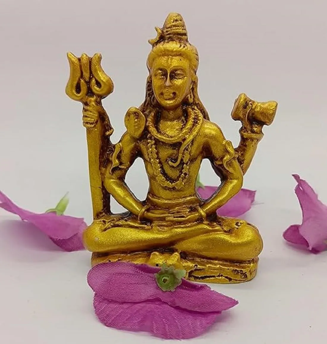 Rudram Lord Shiva Idol Statue | Lord Shiva in Dhyan Mudra | Bholenaath Idol Antique Finish | Poly Resin God Statue,Poly Resin Shiva Idol Gold