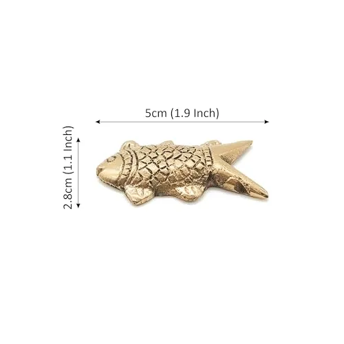 SHRI ANAND Brass Animal Fish Sculpture Statue Handcrafted Decorative Showpiece Idol for Home, Office Dcor (Length : 5cm Length | Weight : 25gm Approxe)