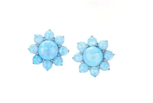 Sterling silver blue opal flower earring