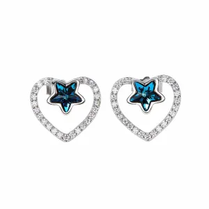 Sterling silver sapphire star in a heart earring