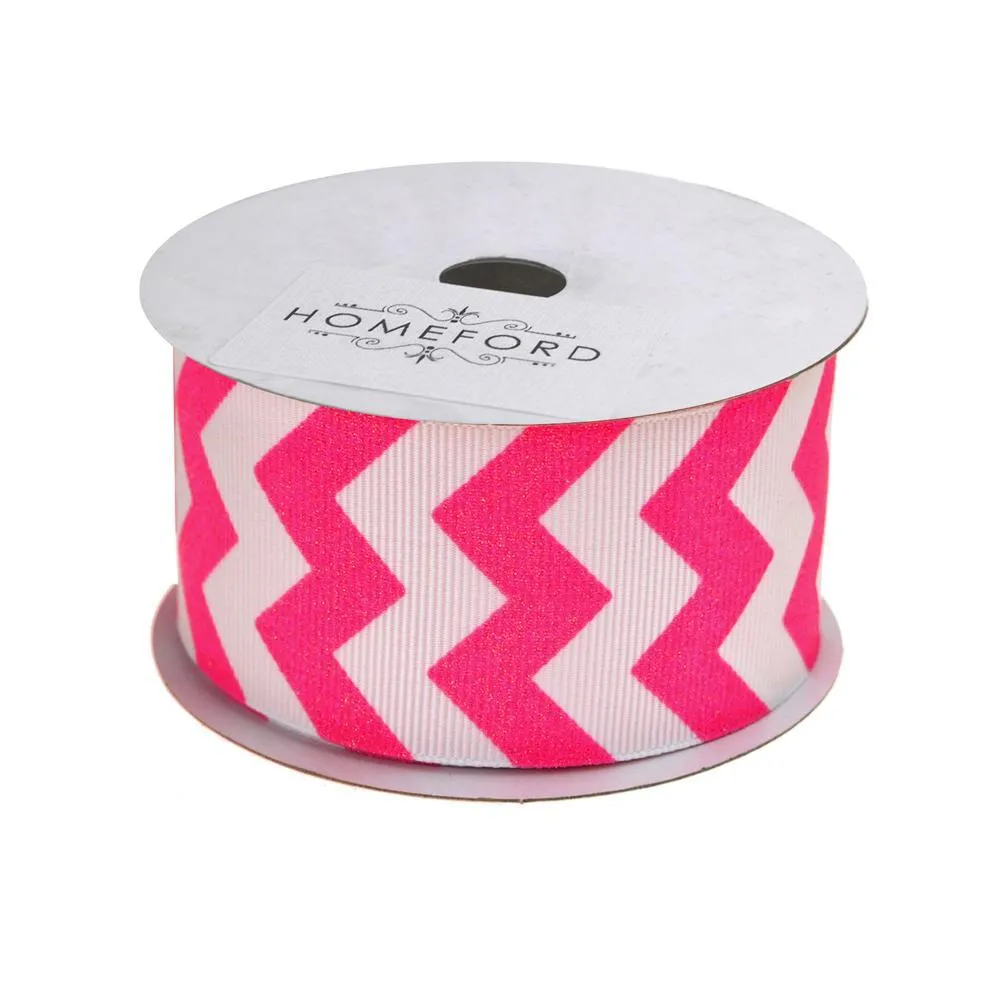 Sugar Chevron White Grosgrain Ribbon, 1-1/2-inch, 3-yard