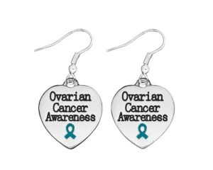 Teal Ribbon Ovarian Cancer Awareness Earrings