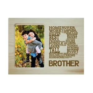 TheYaYaCafe YaYa Cafe Birthday Gifts for Brother, Photo Frame for Table Brother Word Art Engraved Wooden