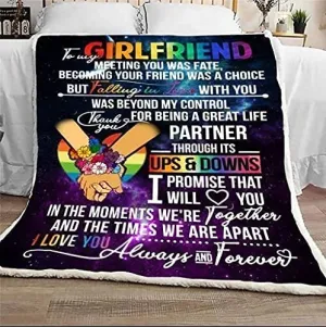 To My Girlfriend Pride Blanket, Lesbian Wife Blankets, Pride Bisexual Pride Gifts Lesbians Couples Blanket