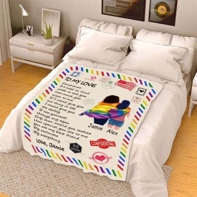 To My Love You Are My Everything Customized LGBT Blanket, Custom Blanket For Gay/Lesbian Couples, Gift For Pride Month, Gift For Anniversary