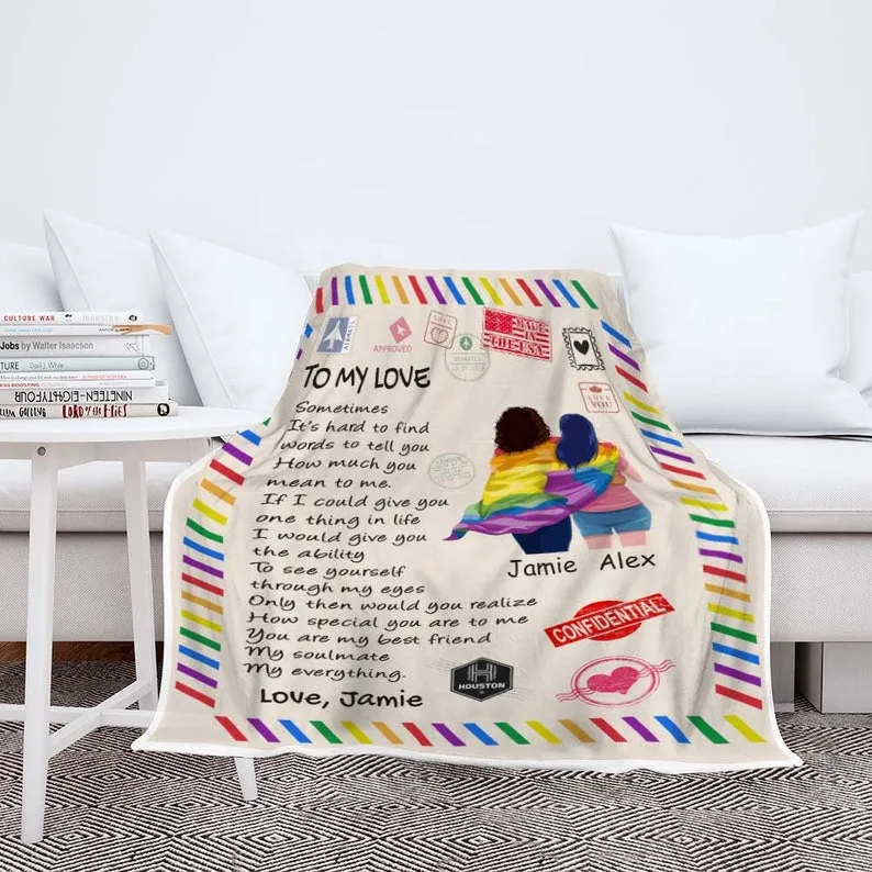 To My Love You Are My Everything Customized LGBT Blanket, Custom Blanket For Gay/Lesbian Couples, Gift For Pride Month, Gift For Anniversary