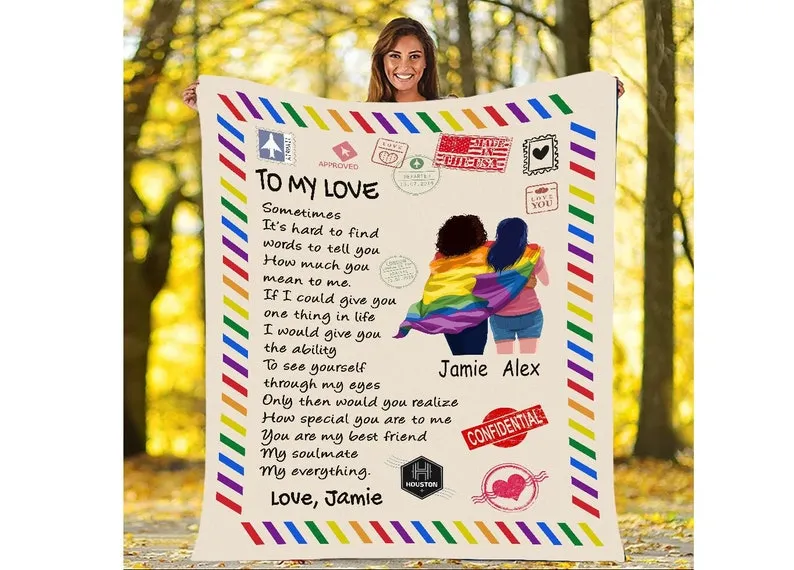 To My Love You Are My Everything Customized LGBT Blanket, Custom Blanket For Gay/Lesbian Couples, Gift For Pride Month, Gift For Anniversary